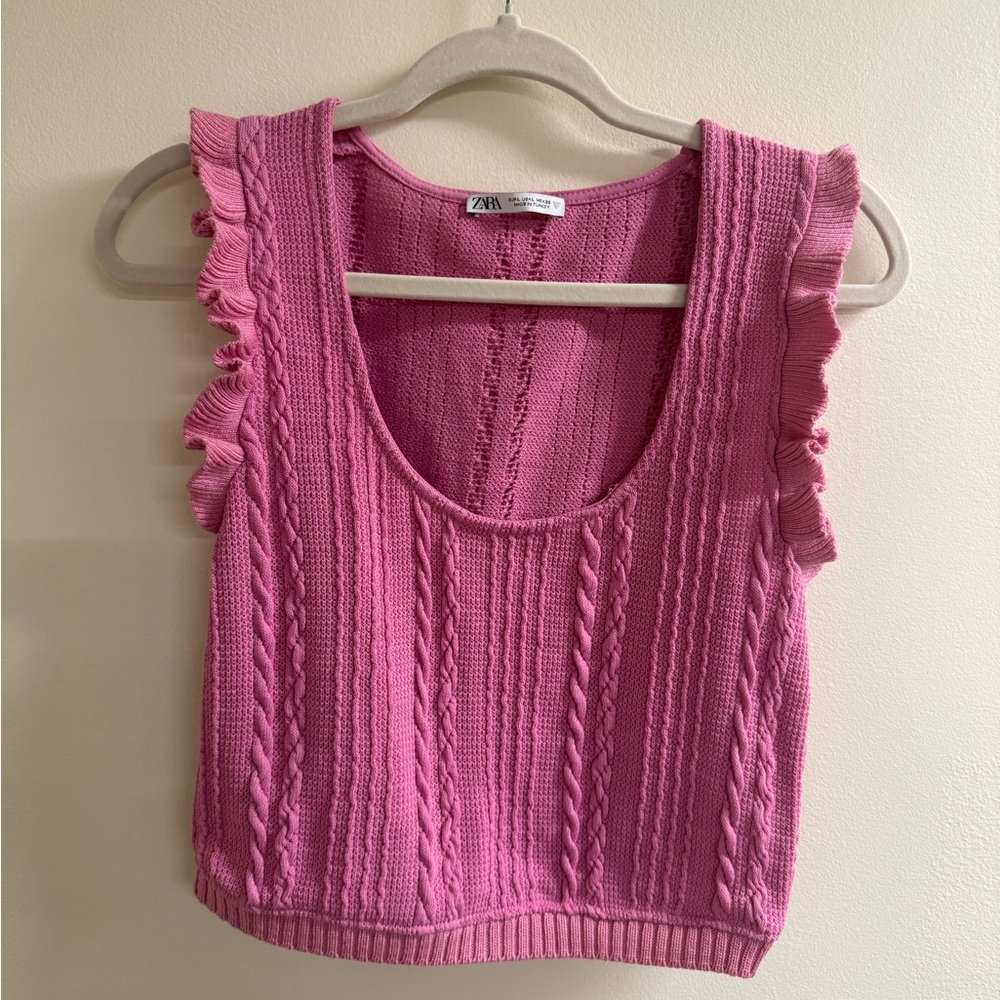 Zara Textured Pink Knit Top